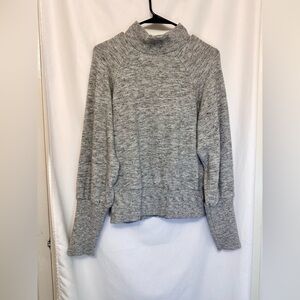 Maeve by Anthropologie Gray Mock Neck Sweatshirt XS Ribbed Trim Cozy Pullover